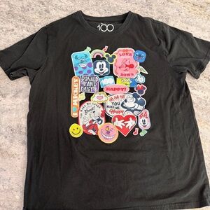 Disney 100 White Logo on Black Tee
